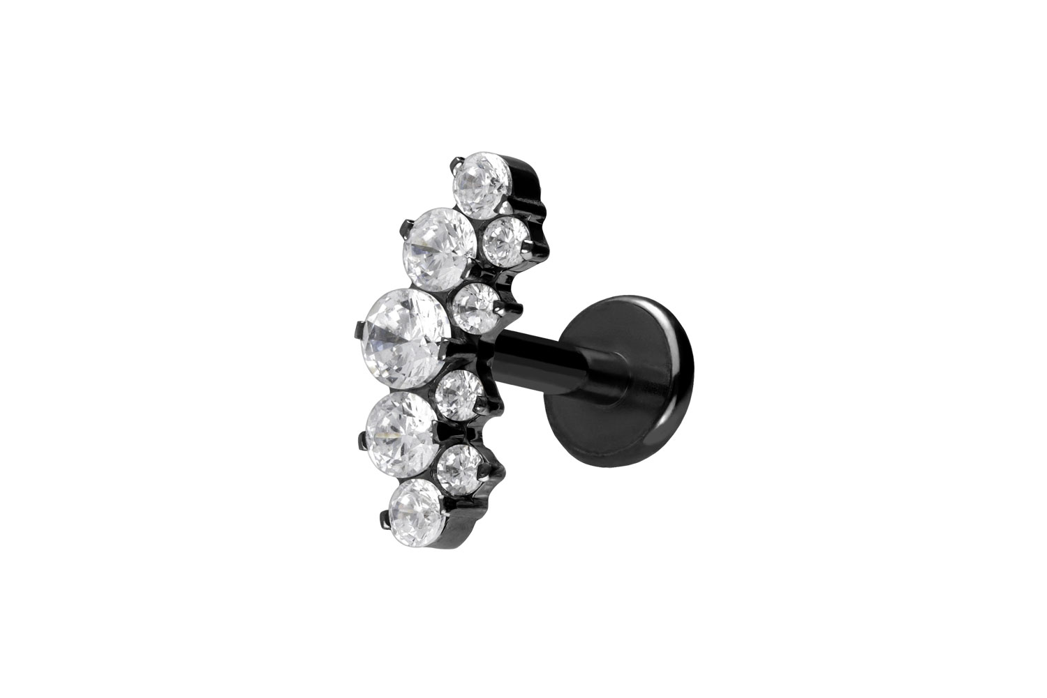 Titan Labret Piercing mit Push Fit KRISTALLBOGEN